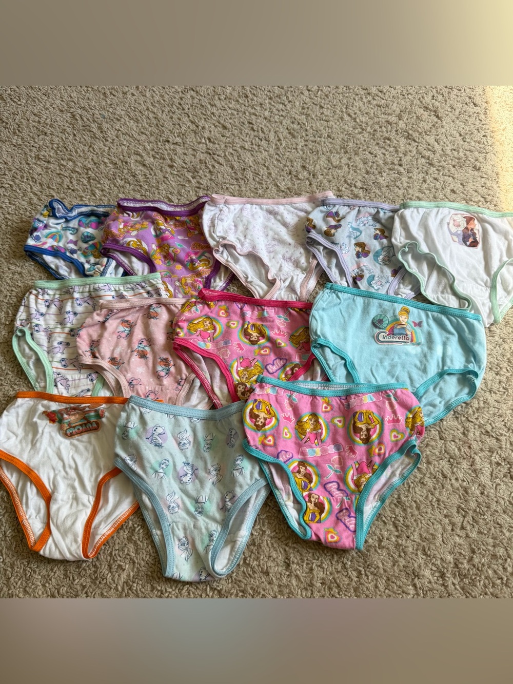 Disney Girls Underwear Lot of 12 Princess Frozen Moana Size 2T/3T